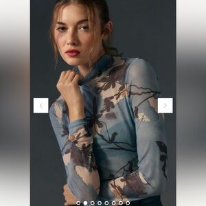 Rare Anthropologie Sheer Mesh Second Skin Blue
Motif Turtleneck Top small